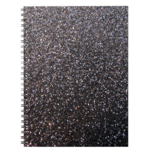 Black faux glitter graphic notebook