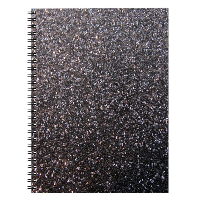 Black faux glitter graphic notebook (Front)