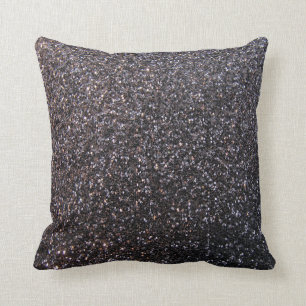 Black faux glitter graphic throw pillow