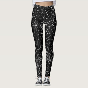 Black Faux Glitter Leggings