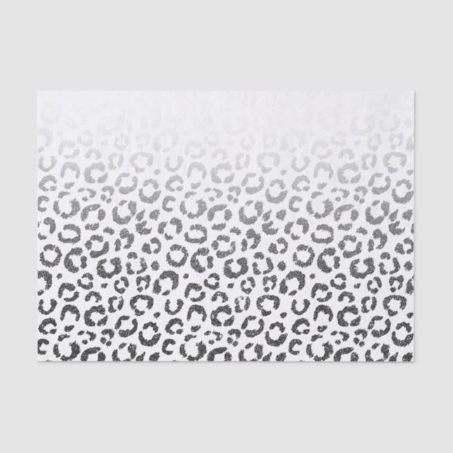 Black Faux Glitter Leopard Print Gradient Tissue Paper (Front)
