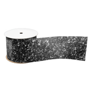 Black Faux Glitter Print Background Satin Ribbon