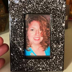 Black Faux Glitter Selfie Frame Pattern 2x3 Photo Poster