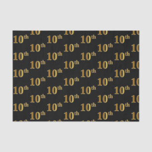 Black, Faux Gold 10th (Tenth) Event Tissue Paper