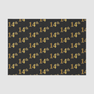 Black, Faux Gold 14th (Fourteenth) Event Tissue Paper