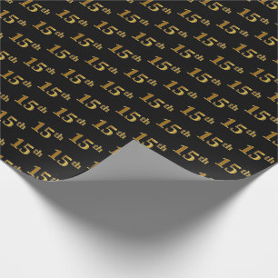 Black, Faux Gold 15th (Fifteenth) Event Wrapping Paper