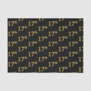 Black, Faux Gold 17th (Seventeenth) Event Tissue Paper