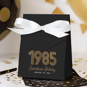 Black Faux Gold 1985 40th Birthday Favor Box
