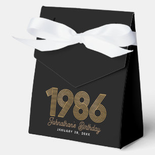 Black Faux Gold 1986 40th Birthday Favor Box
