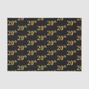 Black, Faux Gold 20th (Twentieth) Event Tissue Paper