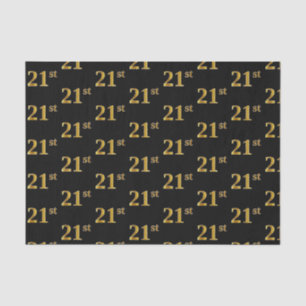 Black, Faux Gold 21st (Twenty-First) Event Tissue Paper