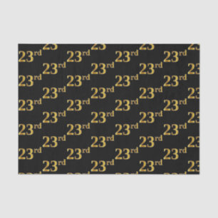 Black, Faux Gold 23rd (Twenty-Third) Event Tissue Paper