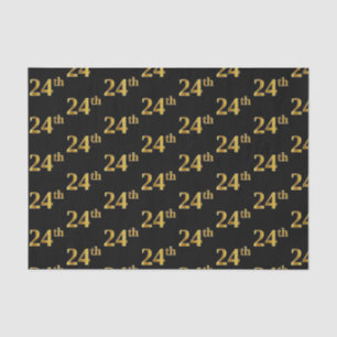 Black, Faux Gold 24th (Twenty-Fourth) Event Tissue Paper