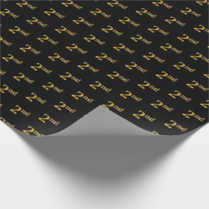 Black, Faux Gold 2nd (Second) Event Wrapping Paper