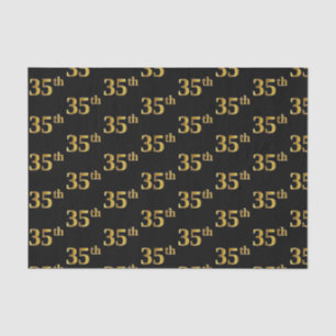 Black, Faux Gold 35th (Thirty-Fifth) Event Tissue Paper