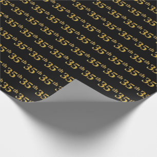 Black, Faux Gold 35th (Thirty-Fifth) Event Wrapping Paper