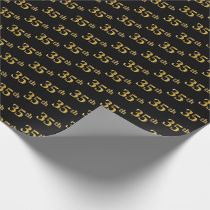 Black, Faux Gold 35th (Thirty-Fifth) Event Wrapping Paper