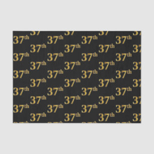 Black, Faux Gold 37th (Thirty-Seventh) Event Tissue Paper