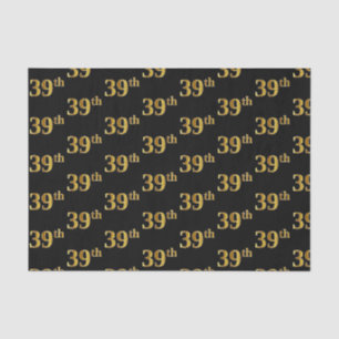 Black, Faux Gold 39th (Thirty-Ninth) Event Tissue Paper