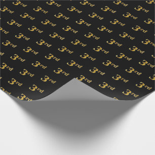 Black, Faux Gold 3rd (Third) Event Wrapping Paper