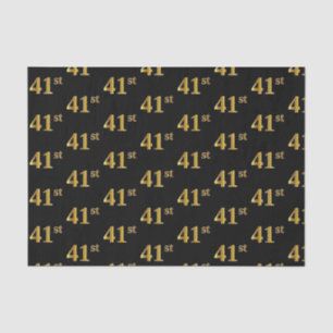 Black, Faux Gold 41st (Forty-First) Event Tissue Paper