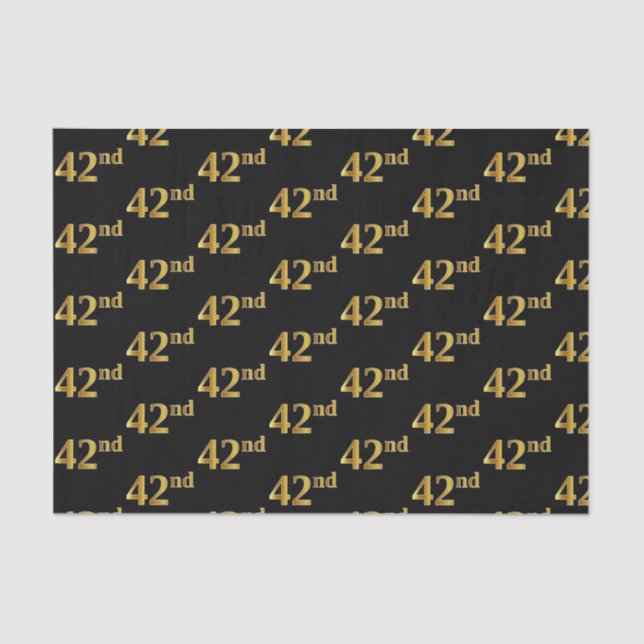 Black, Faux Gold 42nd (Forty-Second) Event Tissue Paper (Front)