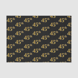Black, Faux Gold 45th (Forty-Fifth) Event Tissue Paper