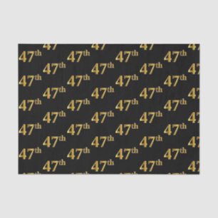 Black, Faux Gold 47th (Forty-Seventh) Event Tissue Paper
