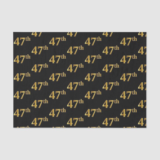 Black, Faux Gold 47th (Forty-Seventh) Event Tissue Paper (Front)