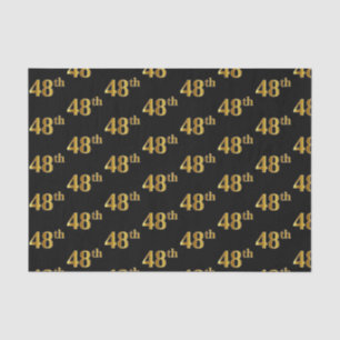 Black, Faux Gold 48th (Forty-Eighth) Event Tissue Paper