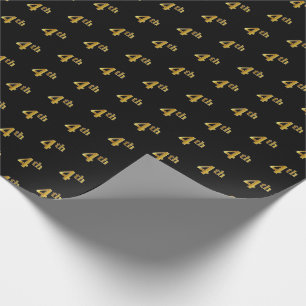 Black, Faux Gold 4th (Fourth) Event Wrapping Paper