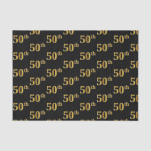 Black, Faux Gold 50th (Fiftieth) Event Tissue Paper
