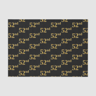 Black, Faux Gold 52nd (Fifty-Second) Event Tissue Paper
