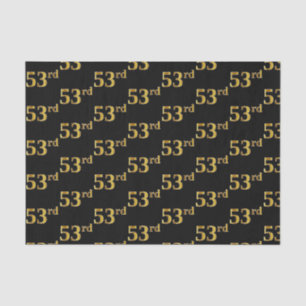 Black, Faux Gold 53rd (Fifty-Third) Event Tissue Paper