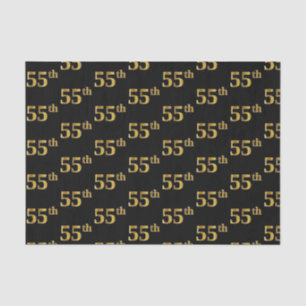 Black, Faux Gold 55th (Fifty-Fifth) Event Tissue Paper