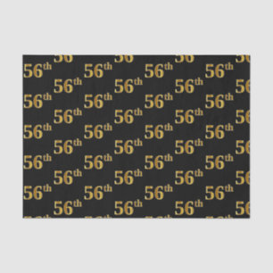Black, Faux Gold 56th (Fifty-Sixth) Event Tissue Paper