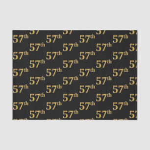 Black, Faux Gold 57th (Fifty-Seventh) Event Tissue Paper
