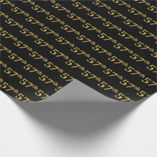 Black, Faux Gold 57th (Fifty-Seventh) Event Wrapping Paper