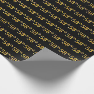 Black, Faux Gold 58th (Fifty-Eighth) Event Wrapping Paper