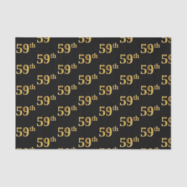 Black, Faux Gold 59th (Fifty-Ninth) Event Tissue Paper (Front)