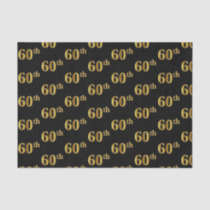 Black, Faux Gold 60th (Sixtieth) Event Tissue Paper