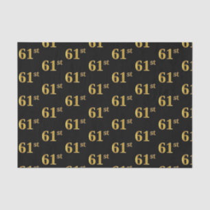 Black, Faux Gold 61st (Sixty-First) Event Tissue Paper