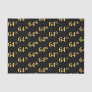 Black, Faux Gold 64th (Sixty-Fourth) Event Tissue Paper