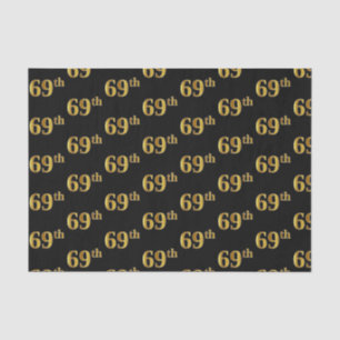 Black, Faux Gold 69th (Sixty-Ninth) Event Tissue Paper