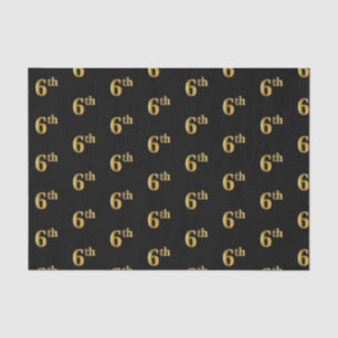 Black, Faux Gold 6th (Sixth) Event Tissue Paper