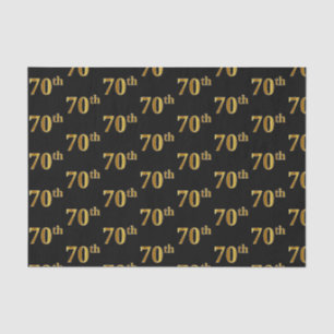 Black, Faux Gold 70th (Seventieth) Event Tissue Paper