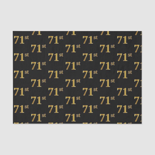 Black, Faux Gold 71st (Seventy-First) Event Tissue Paper (Front)
