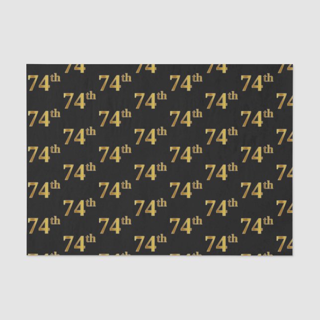 Black, Faux Gold 74th (Seventy-Fourth) Event Tissue Paper (Front)