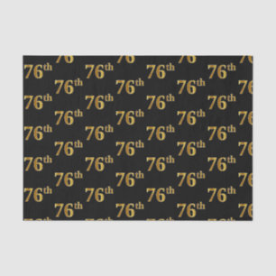 Black, Faux Gold 76th (Seventy-Sixth) Event Tissue Paper