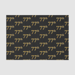 Black, Faux Gold 77th (Seventy-Seventh) Event Tissue Paper